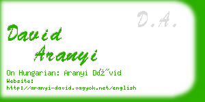 david aranyi business card